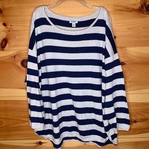 Old Navy 2X Beige & Navy Stripe Sweater